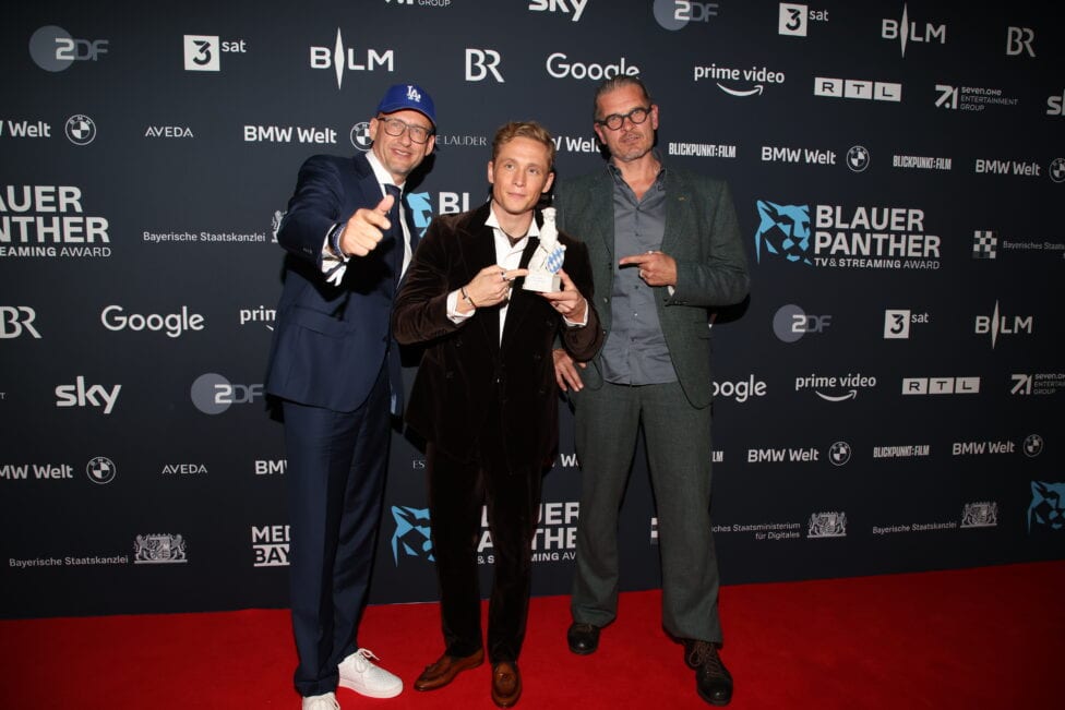 BP-2022-993 Frank Kusche, Matthias Schweighöfer und Götz Otto (c) Medien.Bayern - Johannes Müller Frank Kusche, Matthias Schweighöfer und Götz Otto (c) Medien.Bayern - Johannes Müller